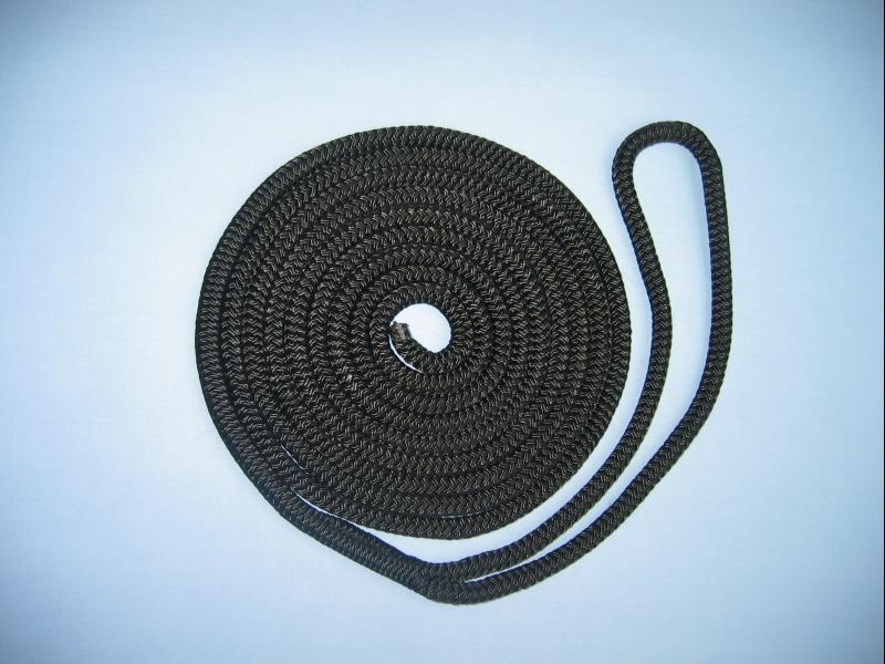 1" X 50' NYLON DOUBLE BRAID DOCK LINE - BLACK - Click Image to Close
